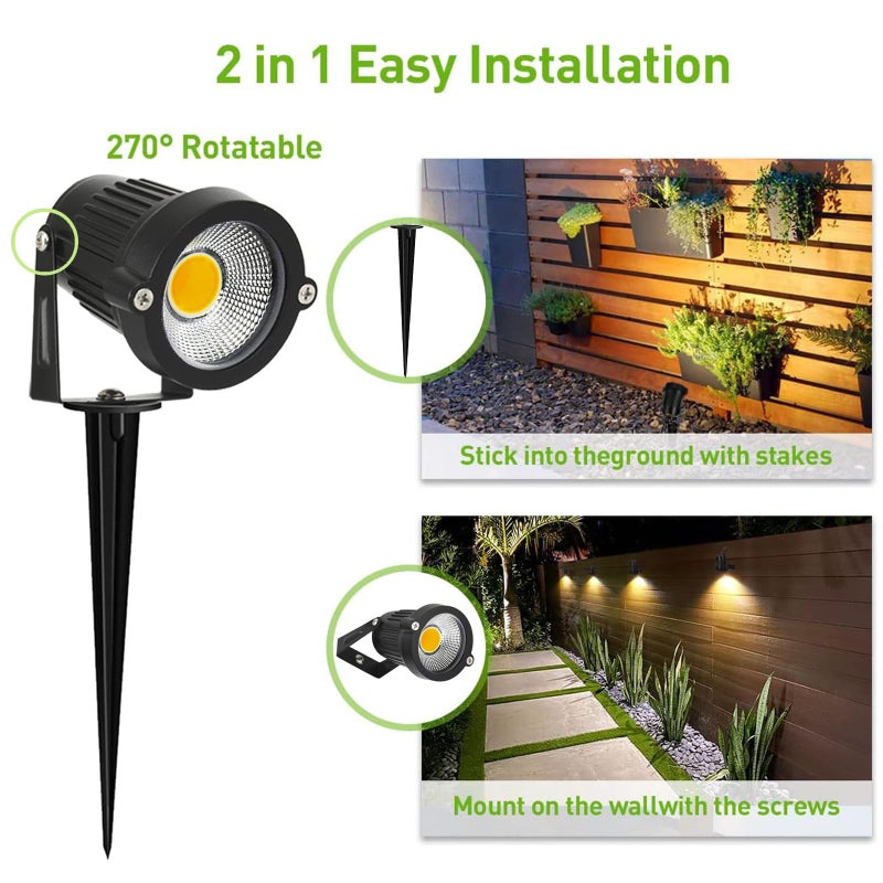 AHSELLUS Low Voltage Landscape Lights Outdoor LED Spotlights Garden Spot Lights Outdoor Pathway Lighting 5W 12V 24V IP66 Waterproof Spike Flood Lighting for Tree(8 Pack) - Image 2